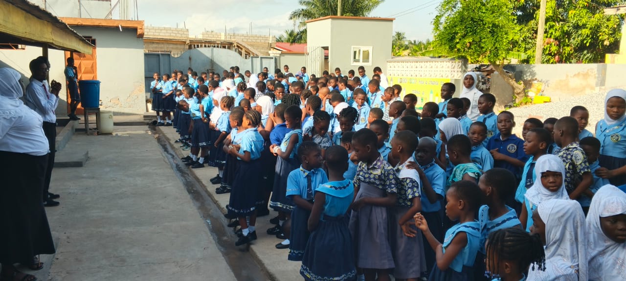 Students gathered for morning assembly