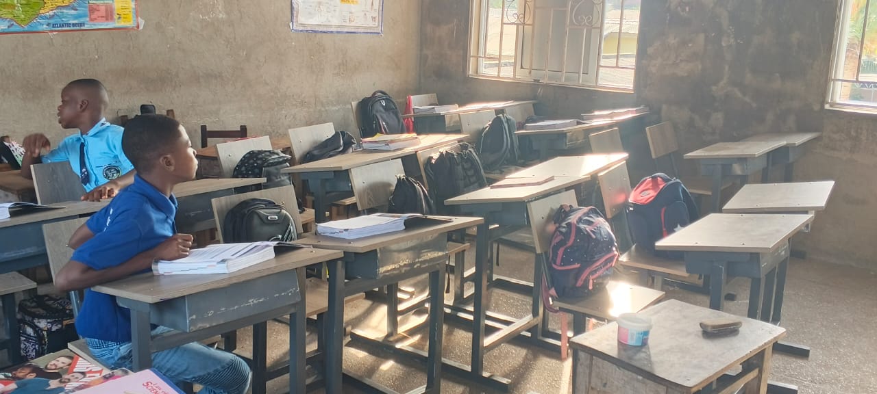 Students learning in a classroom