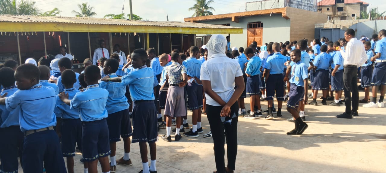 Students at school morning gathering